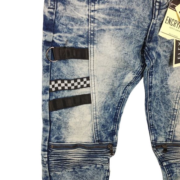 NWT Encrypted NYC Flex Denim Bleached Zip Jeans Zippered Knees Women Size: 10 - Picture 6 of 15